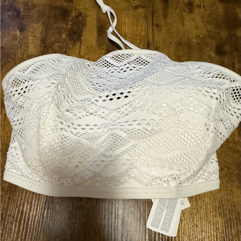 Freya Sundance High Neck Crocheted-Look Crop Bikini Top UK34FF/US34H